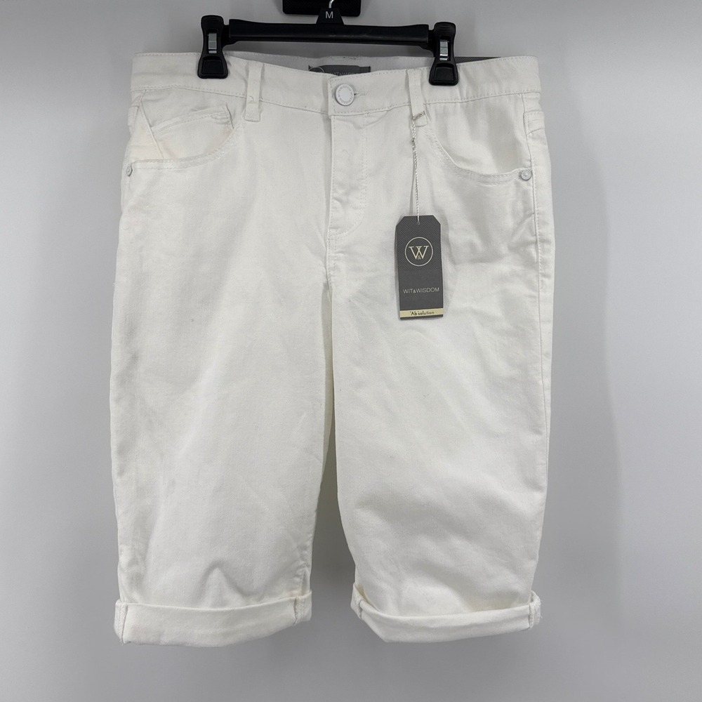 Wit & Wisdom Ab-solution White Bermuda Shorts Women 8 Cuffed L418ZSOW - Picture 1 of 12